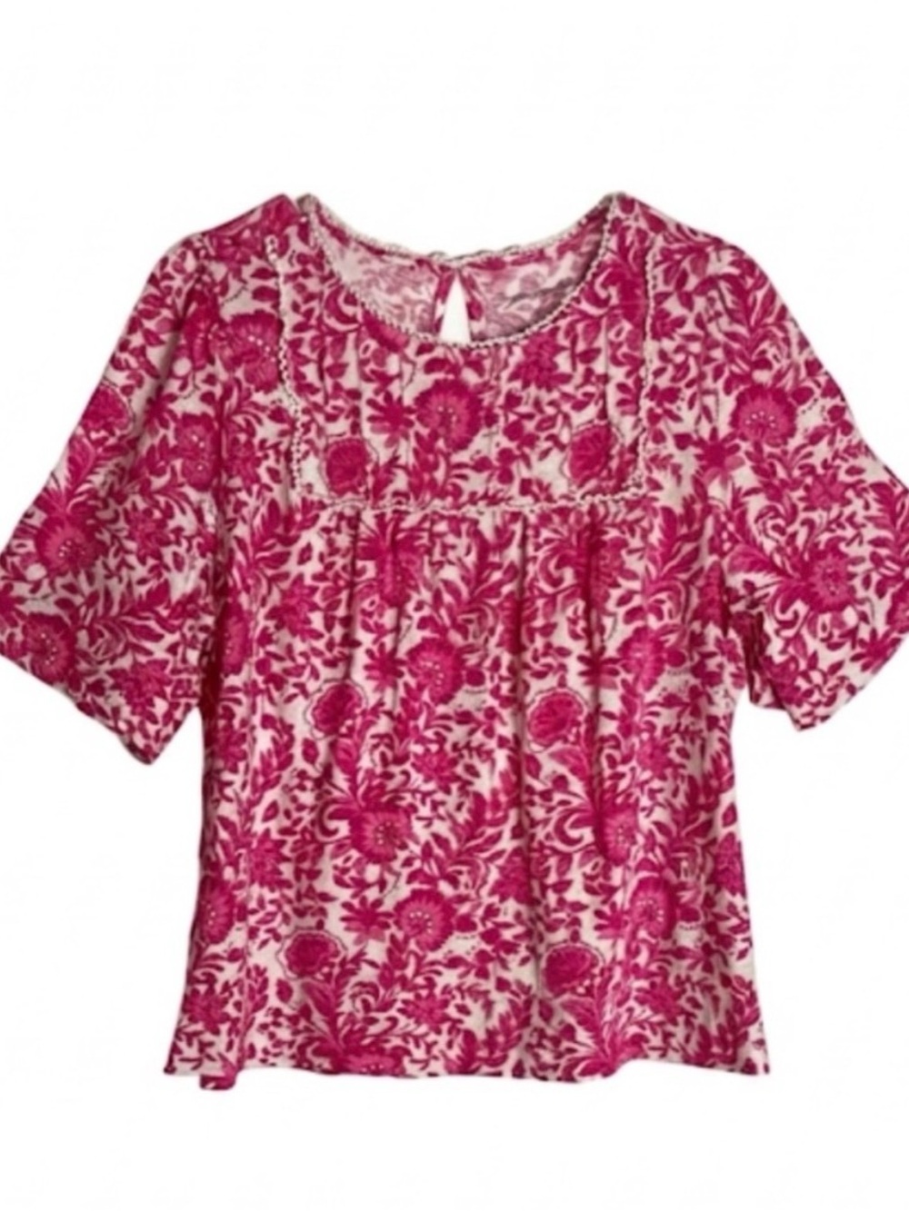 STUDIO PARK Floral Blouse, Women’s Size L, Pink White